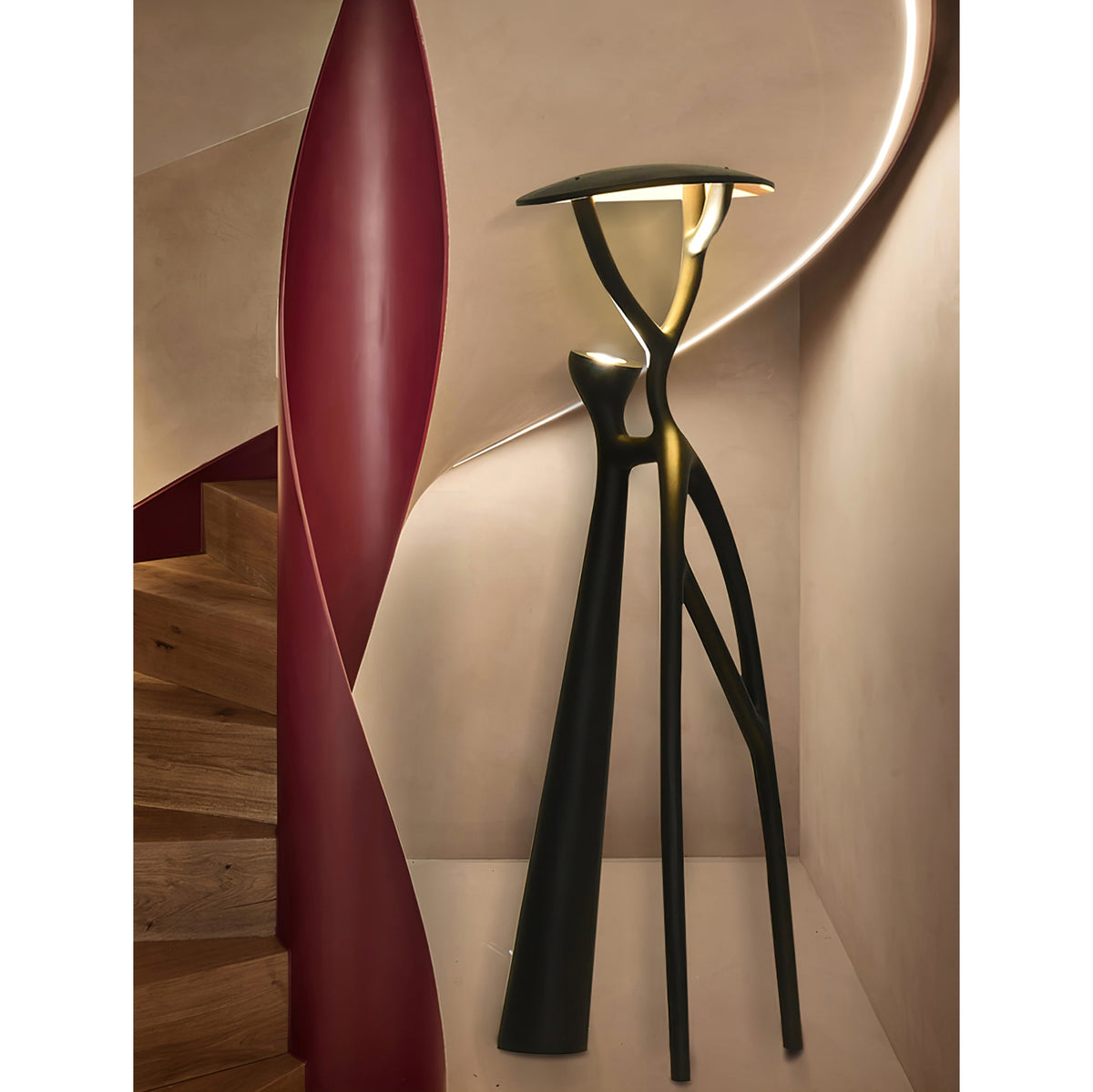 Black Sculpture Floor Lamp – Scandinavian Organic Fiberglass Floor Light