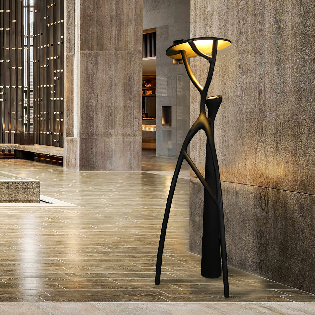 Black Sculpture Floor Lamp – Scandinavian Organic Fiberglass Floor Light