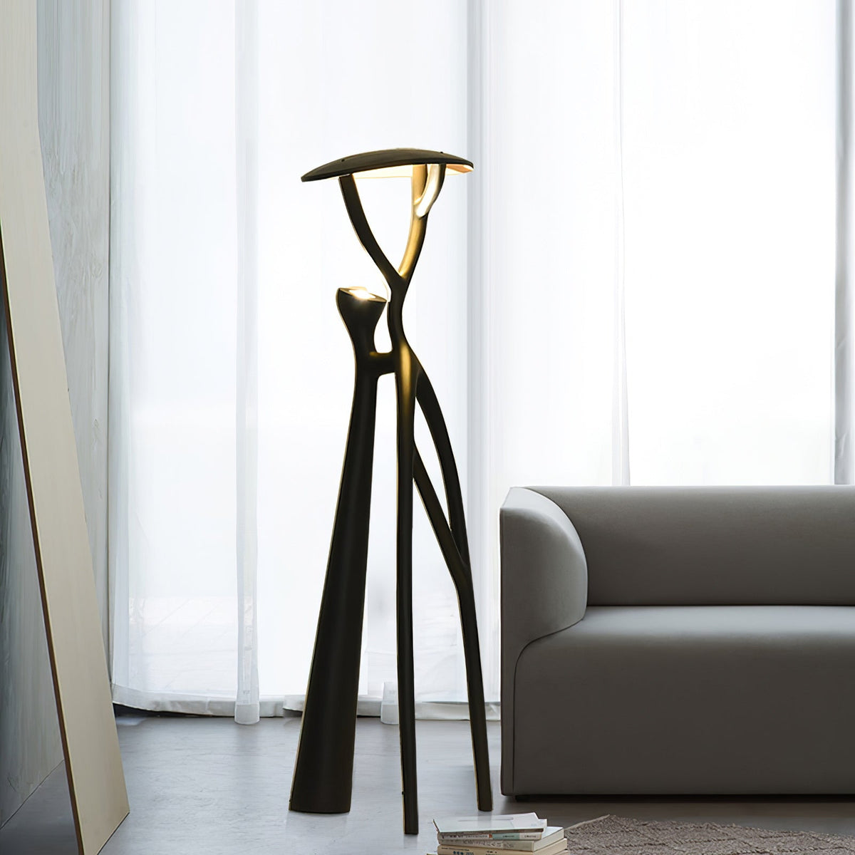 Black Sculpture Floor Lamp – Scandinavian Organic Fiberglass Floor Light