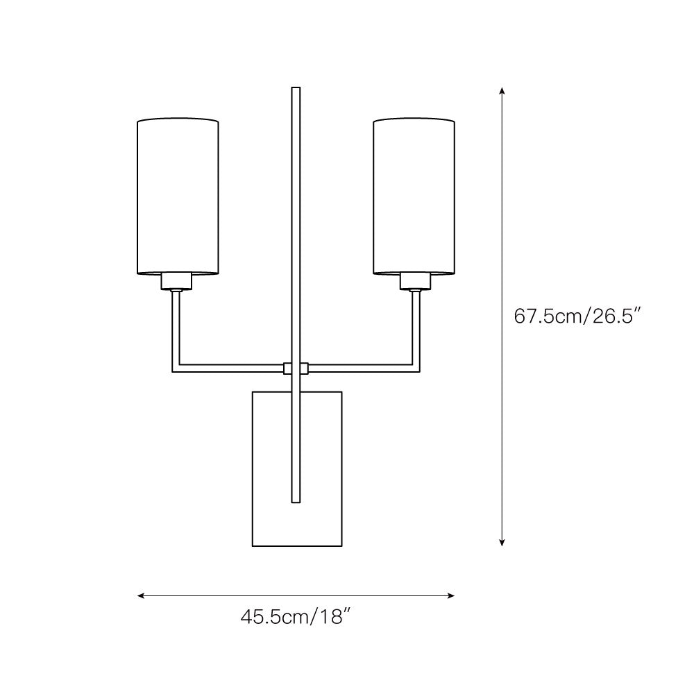 Blade Wall Lamp – Architectural Brass Blade & Dual Linen Cylindrical Wall Sconce