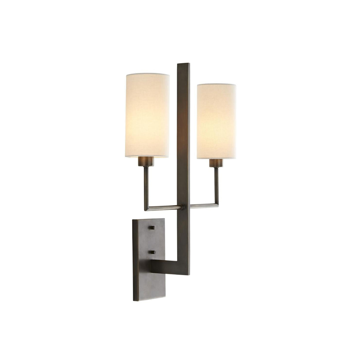 Blade Wall Lamp – Architectural Brass Blade & Dual Linen Cylindrical Wall Sconce