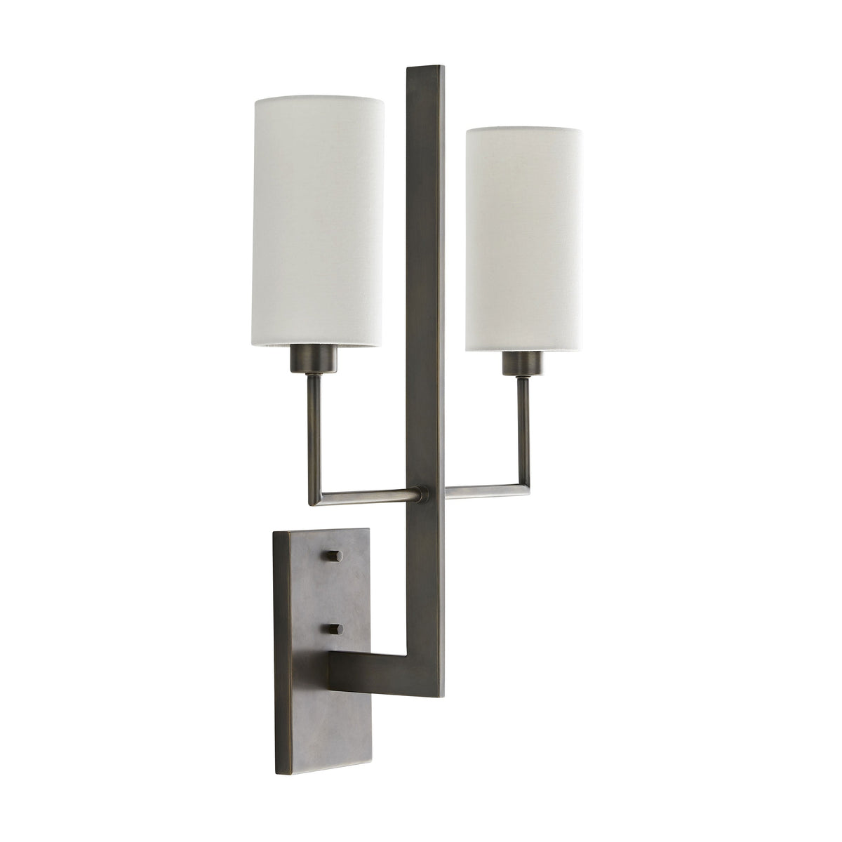 Blade Wall Lamp – Architectural Brass Blade & Dual Linen Cylindrical Wall Sconce