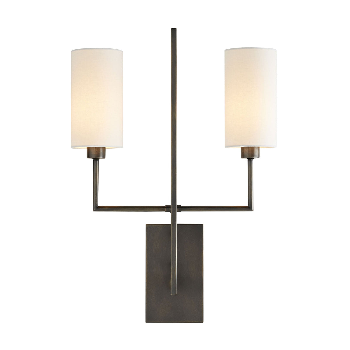 Blade Wall Lamp – Architectural Brass Blade & Dual Linen Cylindrical Wall Sconce