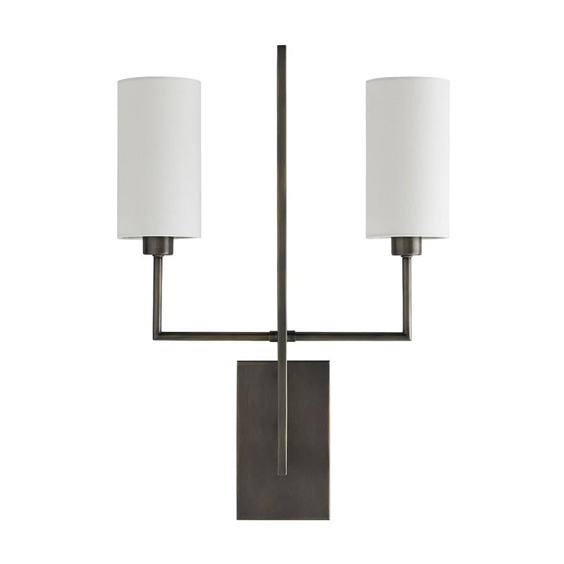 Blade Wall Lamp – Architectural Brass Blade & Dual Linen Cylindrical Wall Sconce