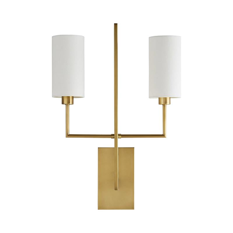Blade Wall Lamp – Architectural Brass Blade & Dual Linen Cylindrical Wall Sconce