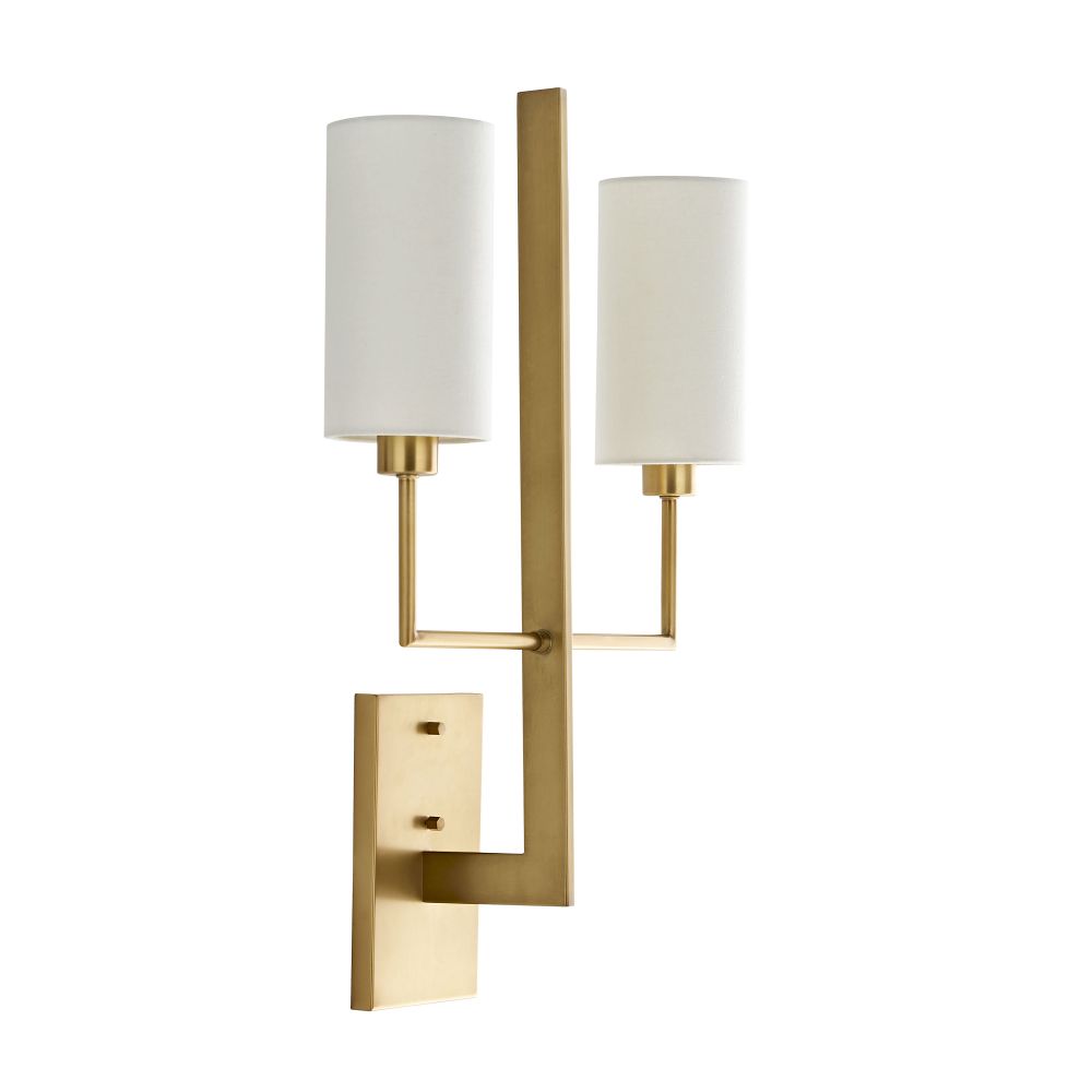 Blade Wall Lamp – Architectural Brass Blade & Dual Linen Cylindrical Wall Sconce