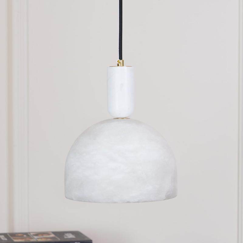 Oki Alabaster Pendant Light - Hand-Carved Japanese Bowl Light
