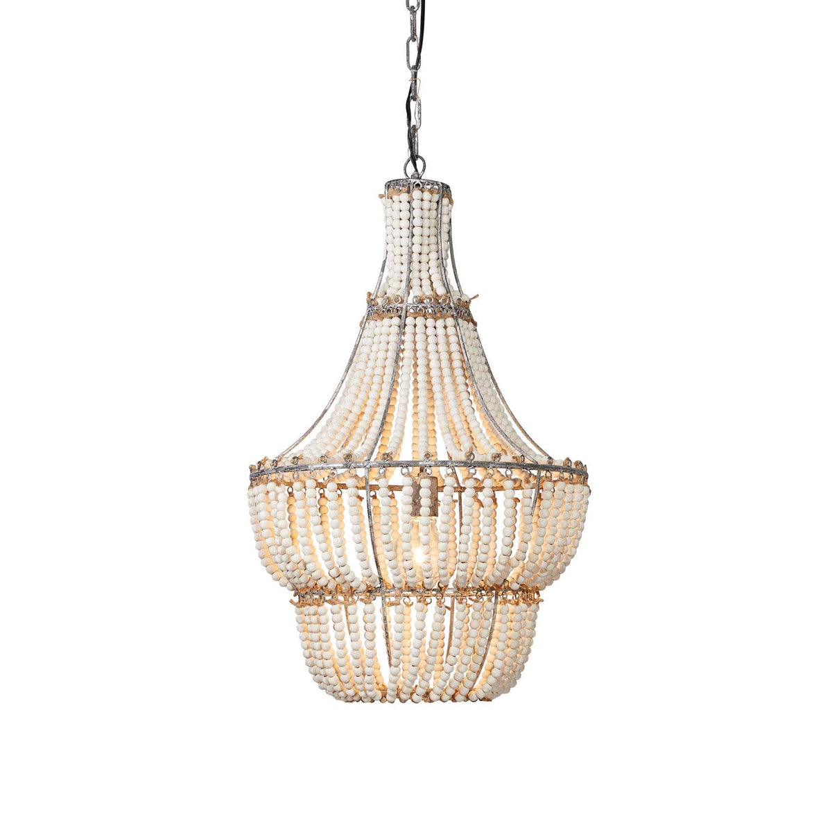 Blanca Chandelier – Cascading Wooden Bead French Country Chandelier