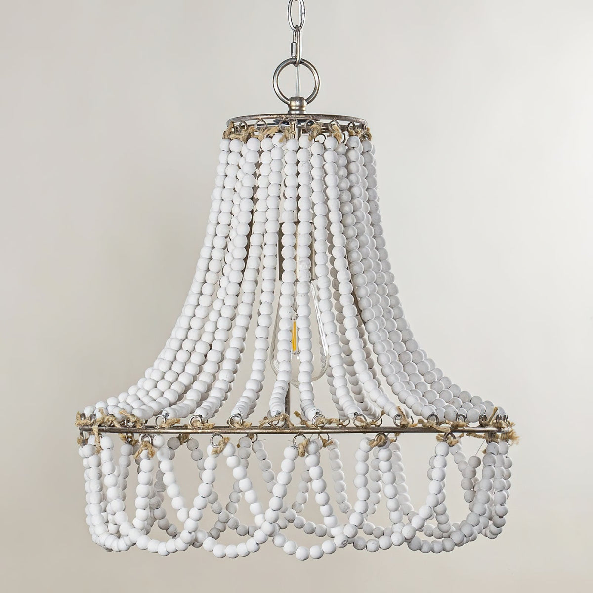 Blanca Chandelier – Cascading Wooden Bead French Country Chandelier