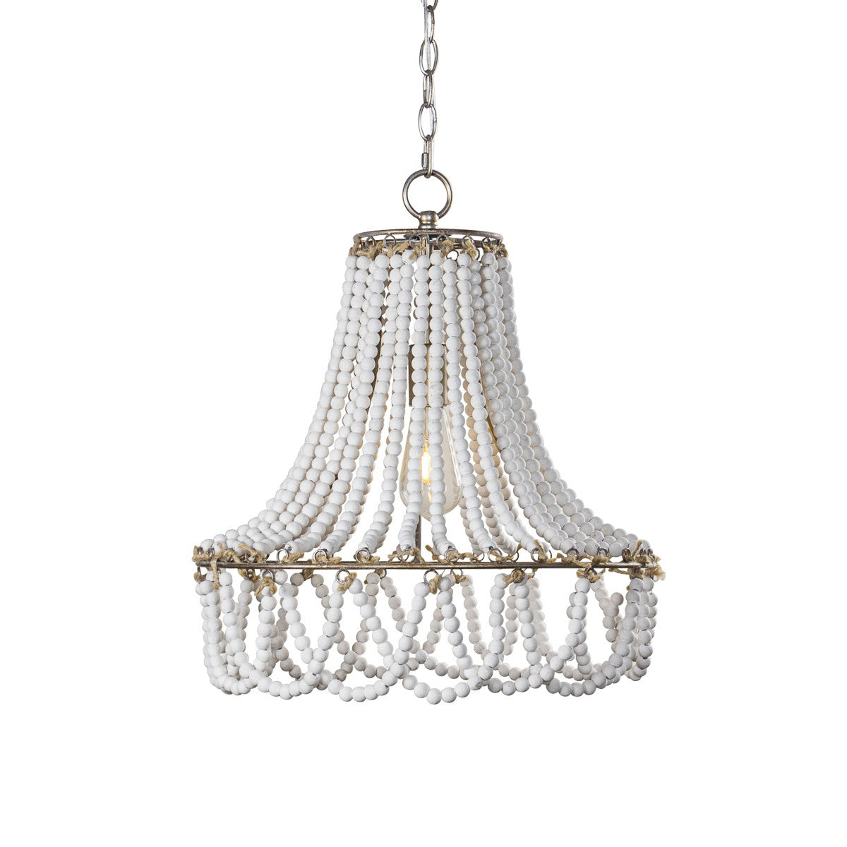 Blanca Chandelier – Cascading Wooden Bead French Country Chandelier