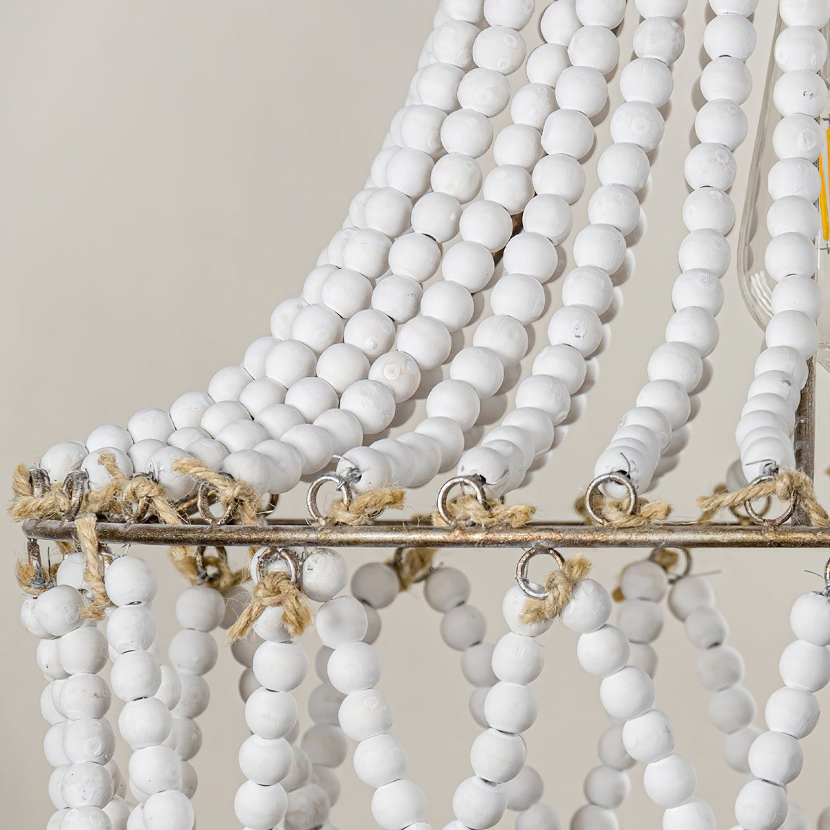 Blanca Chandelier – Cascading Wooden Bead French Country Chandelier