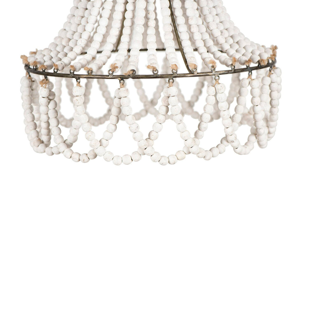 Blanca Chandelier – Cascading Wooden Bead French Country Chandelier
