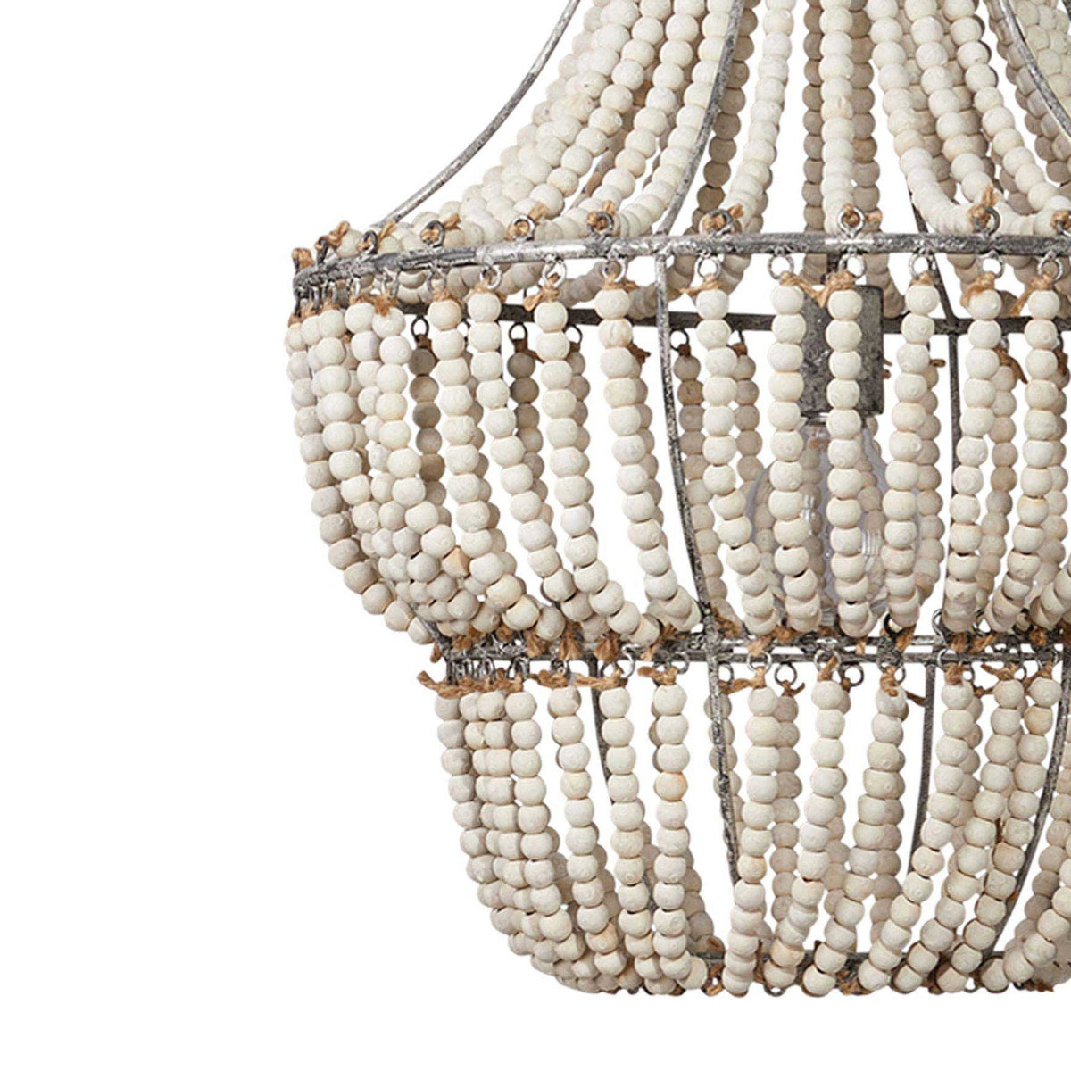 Blanca Chandelier – Cascading Wooden Bead French Country Chandelier
