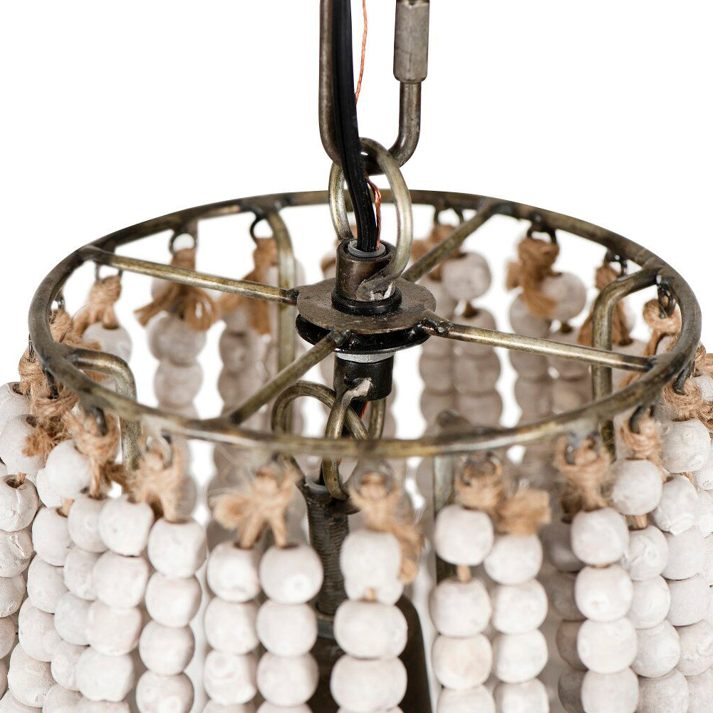Blanca Chandelier – Cascading Wooden Bead French Country Chandelier