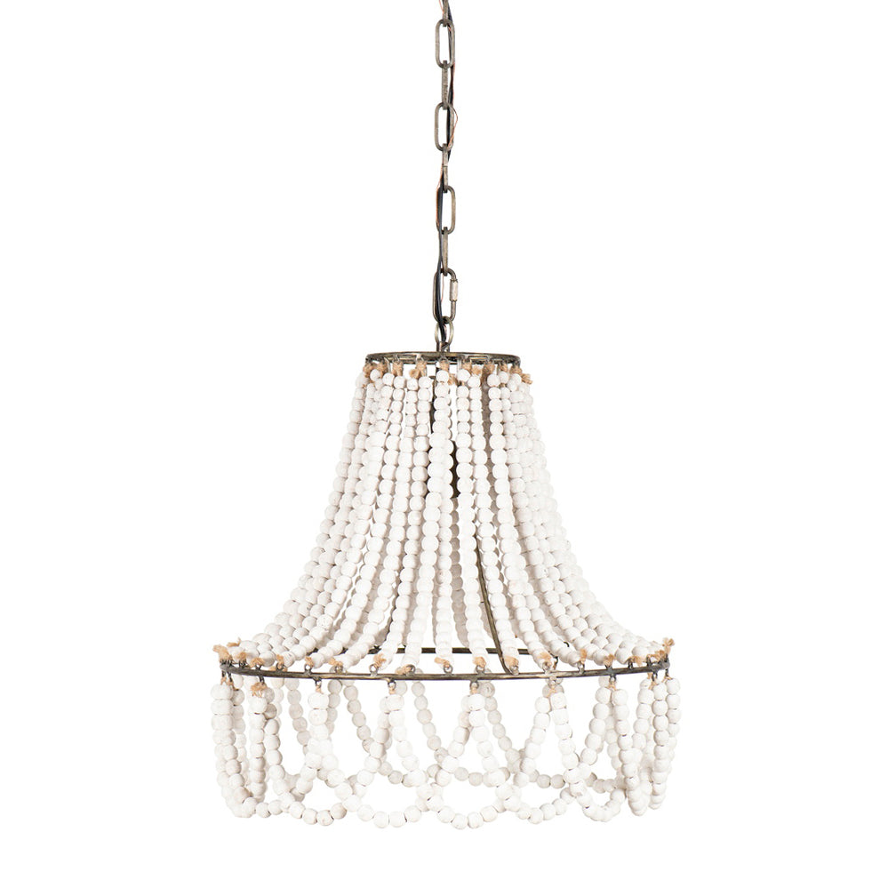 Blanca Chandelier – Cascading Wooden Bead French Country Chandelier