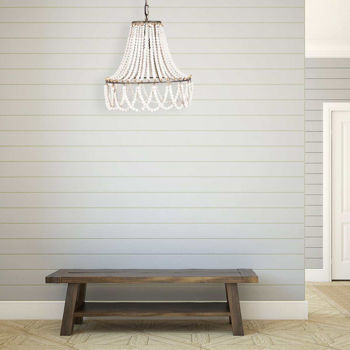 Blanca Chandelier – Cascading Wooden Bead French Country Chandelier
