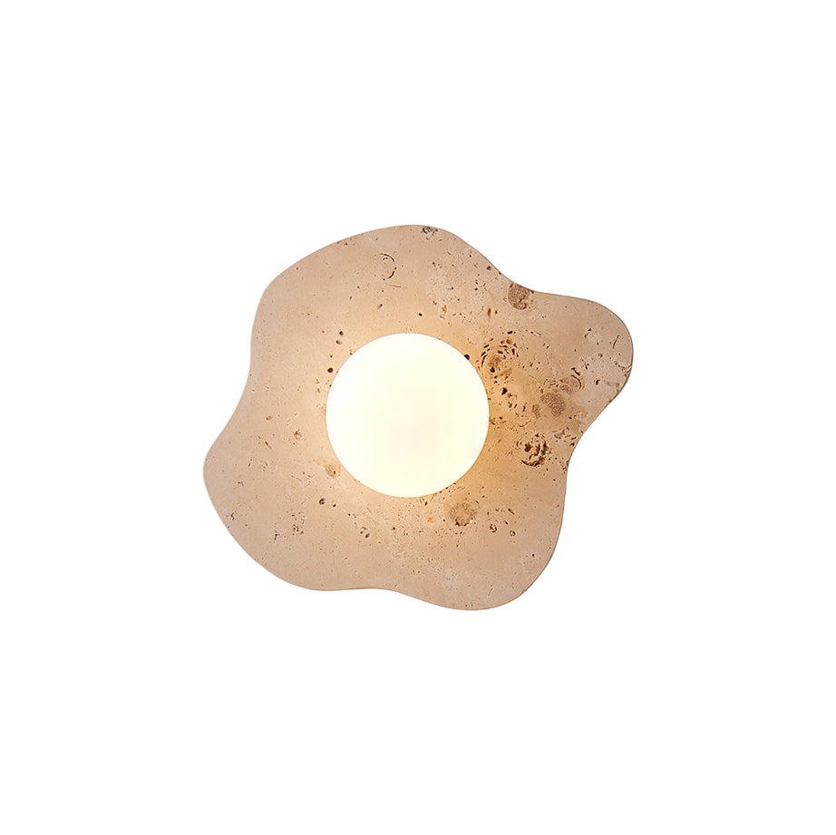 Blob Travertine Wall Lamp – Organic Natural Travertine & Glass Wall Sconce