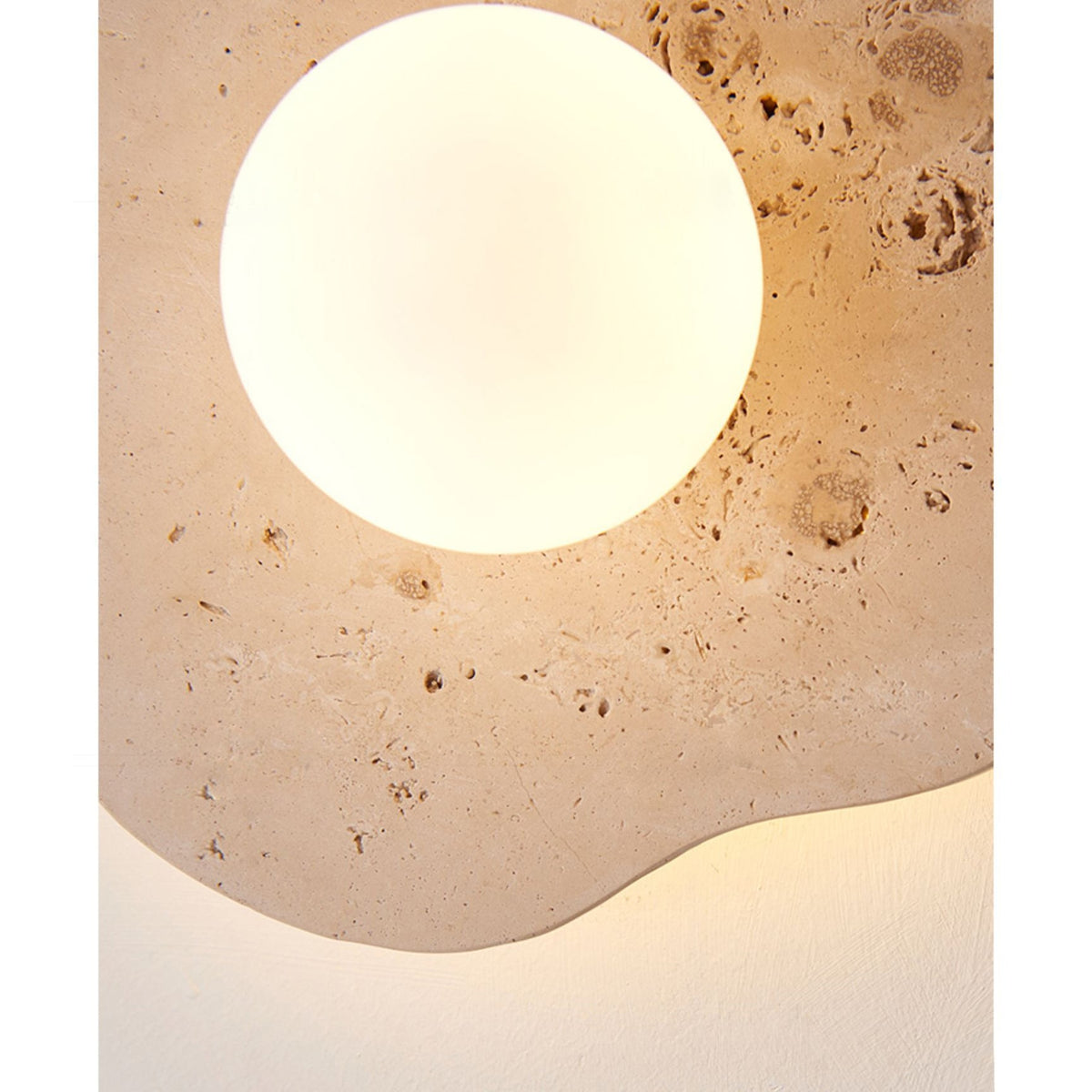 Blob Travertine Wall Lamp – Organic Natural Travertine & Glass Wall Sconce
