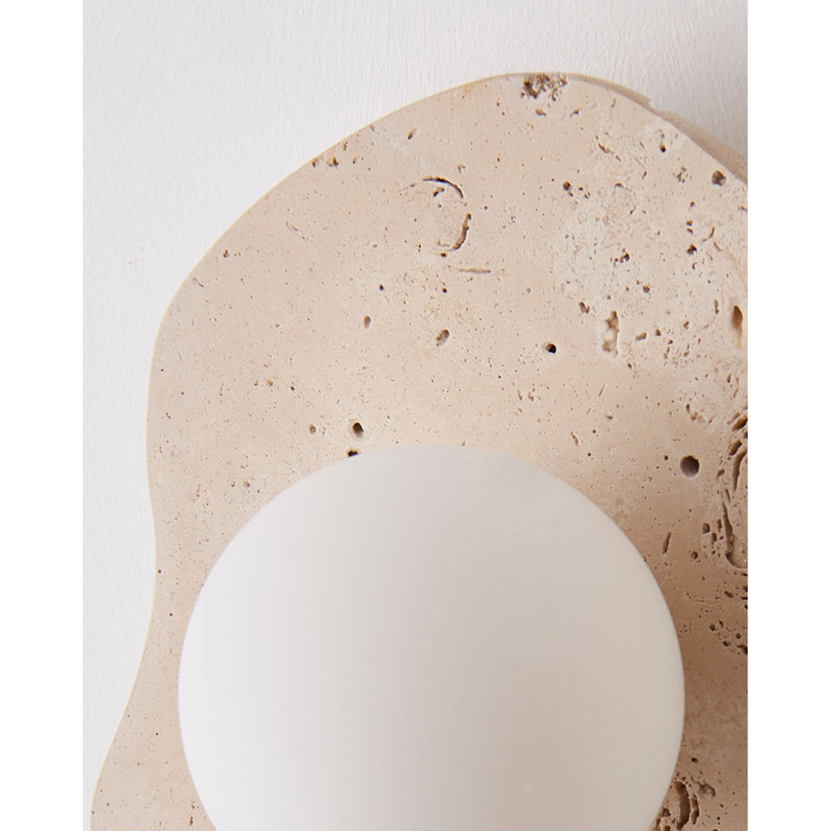 Blob Travertine Wall Lamp – Organic Natural Travertine & Glass Wall Sconce