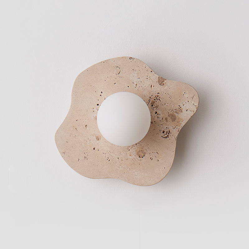 Blob Travertine Wall Lamp – Organic Natural Travertine & Glass Wall Sconce