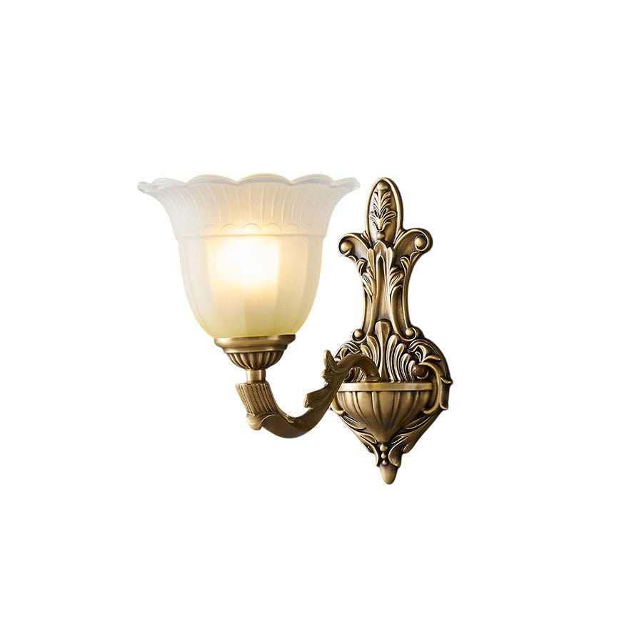 Bloom Flower Brass Sconce – Intricate Brass Floral & Glass Wall Sconce