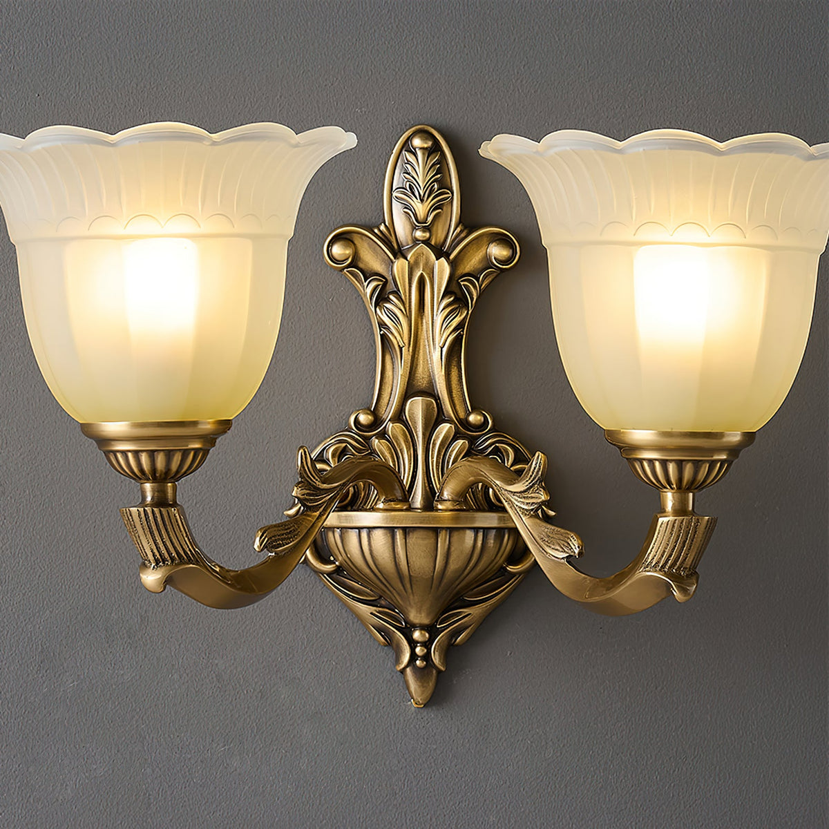Bloom Flower Brass Sconce – Intricate Brass Floral & Glass Wall Sconce