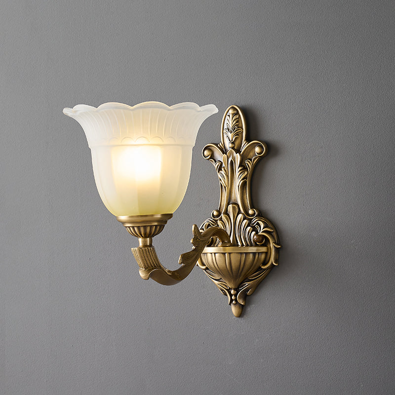 Bloom Flower Brass Sconce – Intricate Brass Floral & Glass Wall Sconce