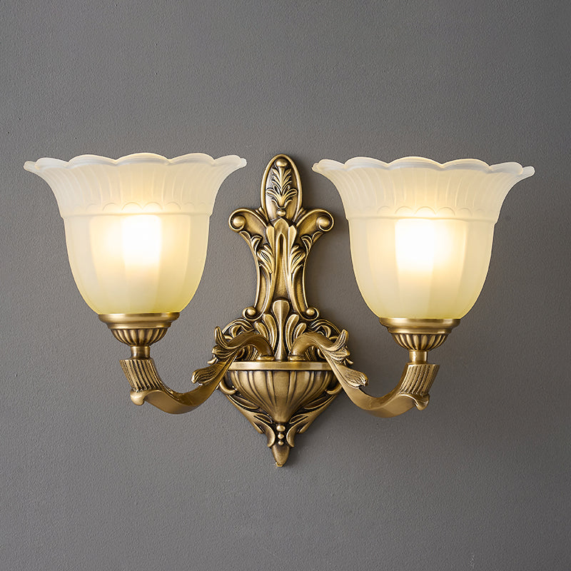 Bloom Flower Brass Sconce – Intricate Brass Floral & Glass Wall Sconce