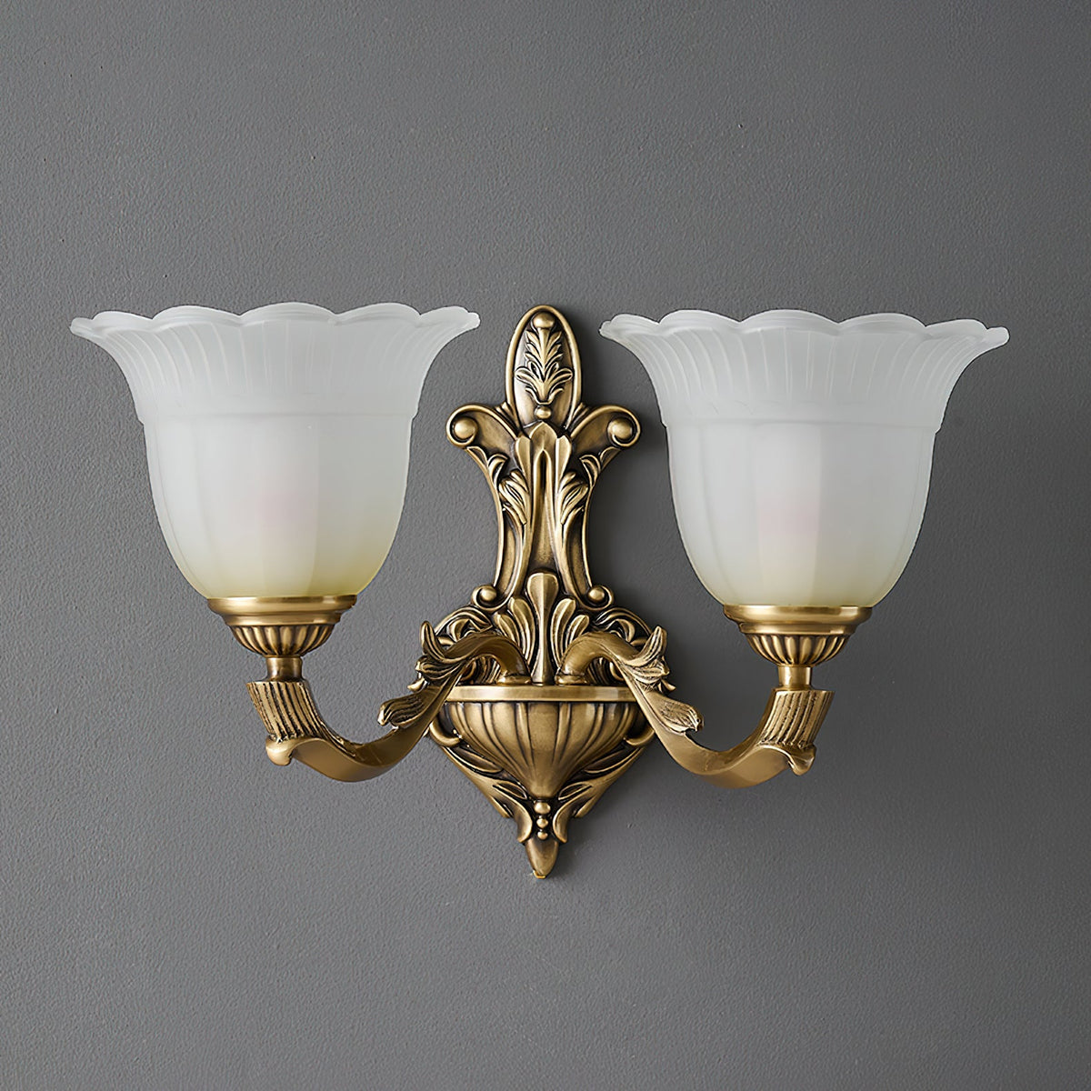 Bloom Flower Brass Sconce – Intricate Brass Floral & Glass Wall Sconce