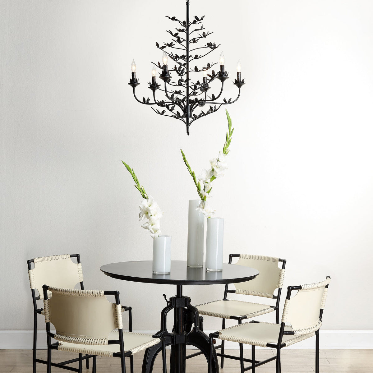 Blooming Chandelier – Handcrafted Botanical Iron & Candlestick Chandelier