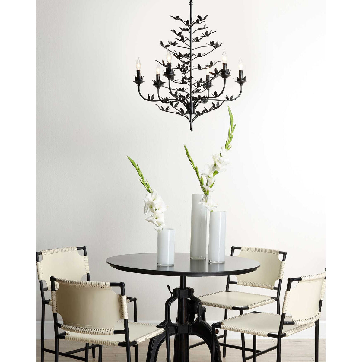Blooming Chandelier – Handcrafted Botanical Iron & Candlestick Chandelier