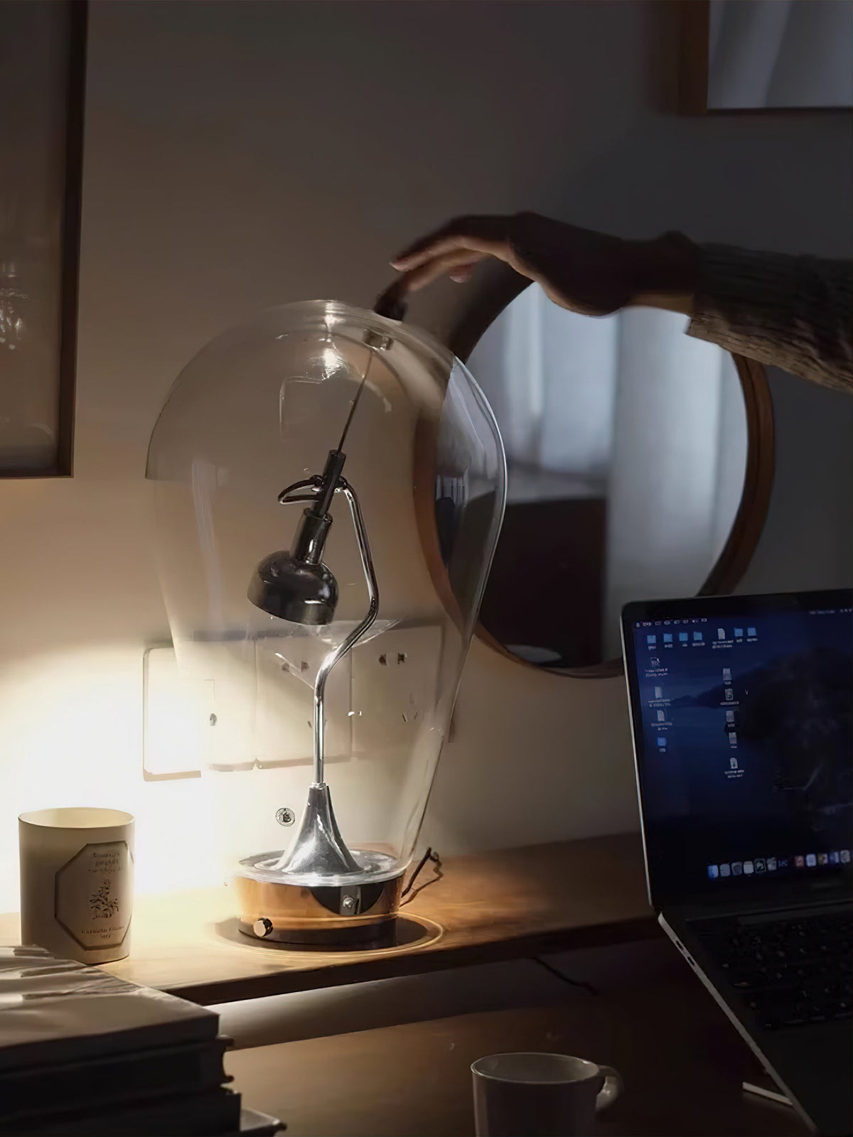 Blow Table Lamp – Industrial Blown Glass Bulb & Touch-Dimming Table Light