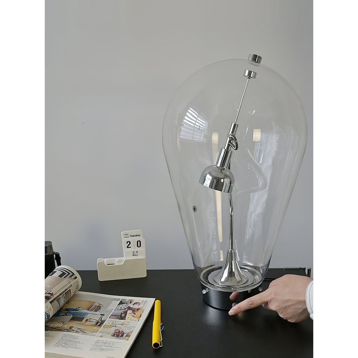 Blow Table Lamp – Industrial Blown Glass Bulb & Touch-Dimming Table Light