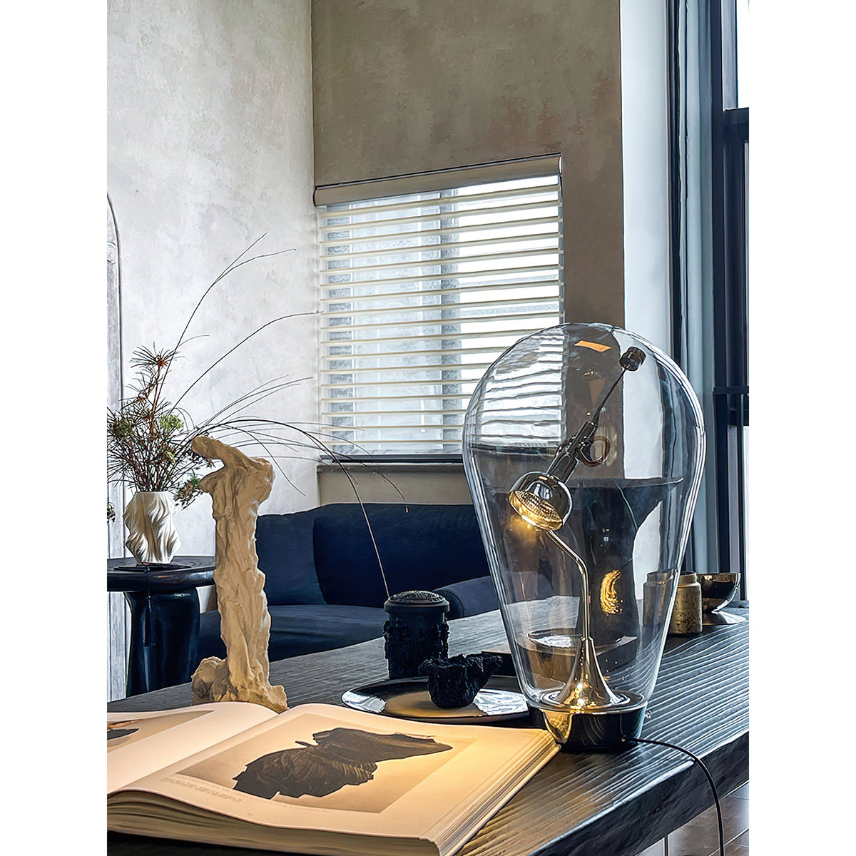 Blow Table Lamp – Industrial Blown Glass Bulb & Touch-Dimming Table Light