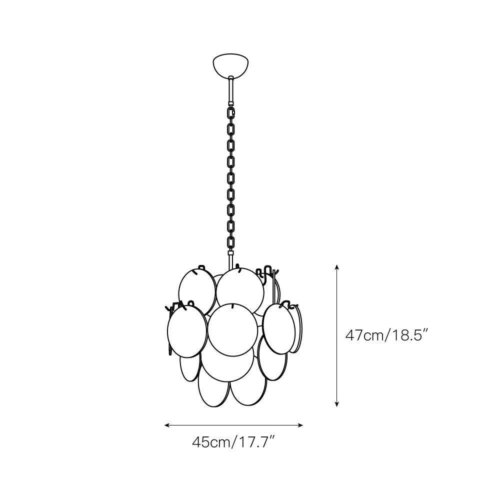 Blue Vistosi Disc Chandelier – Murano Glass Disc & Metal Art Chandelier