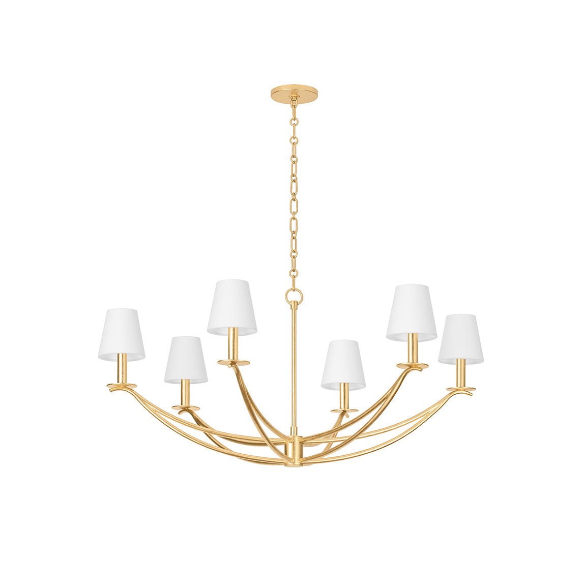 Bo Chandelier – Minimalist Heritage Arm Chandelier with Tapered Linen Shades