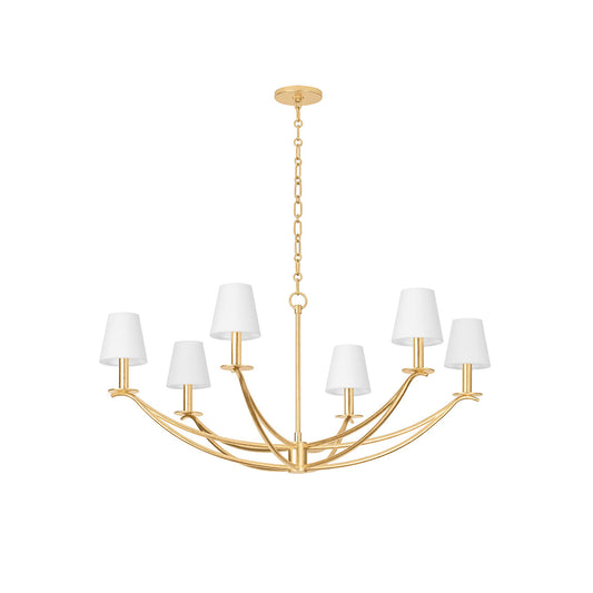 Bo Chandelier – Minimalist Heritage Arm Chandelier with Tapered Linen Shades