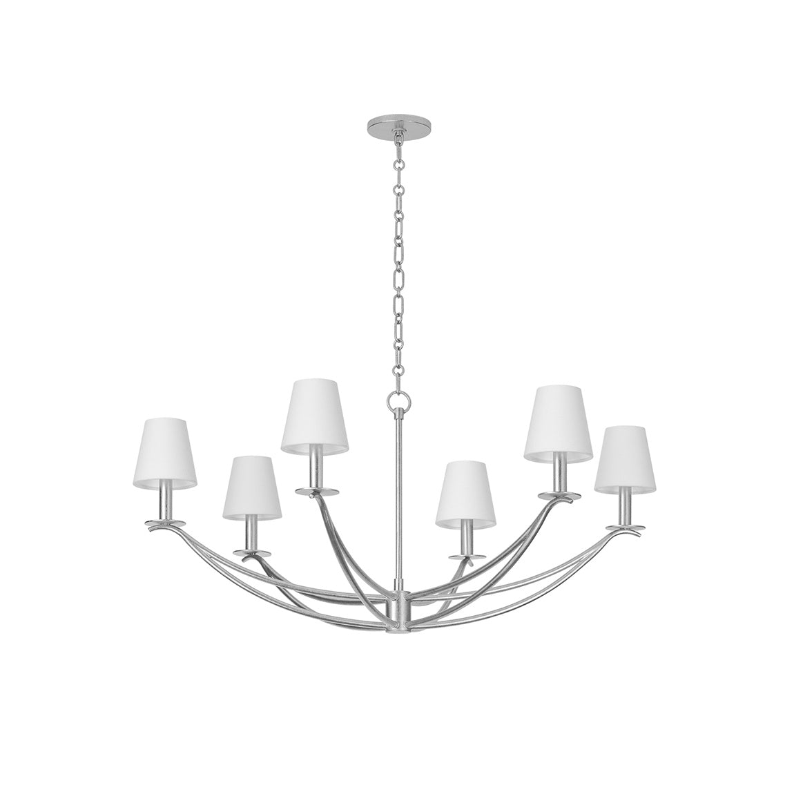 Bo Chandelier – Minimalist Heritage Arm Chandelier with Tapered Linen Shades