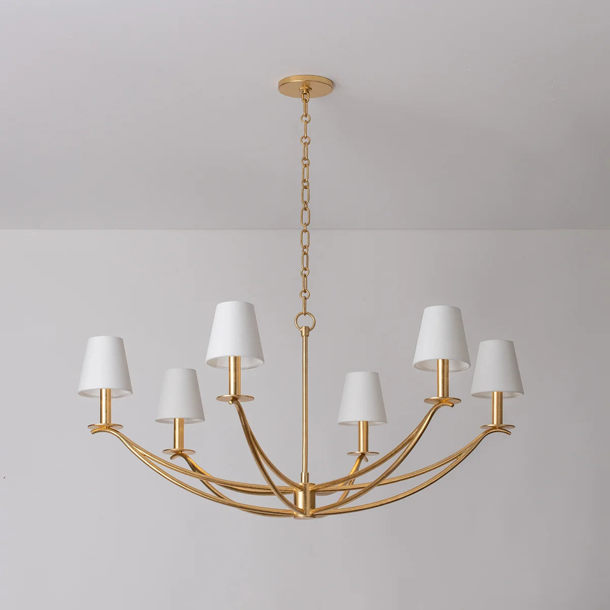 Bo Chandelier – Minimalist Heritage Arm Chandelier with Tapered Linen Shades