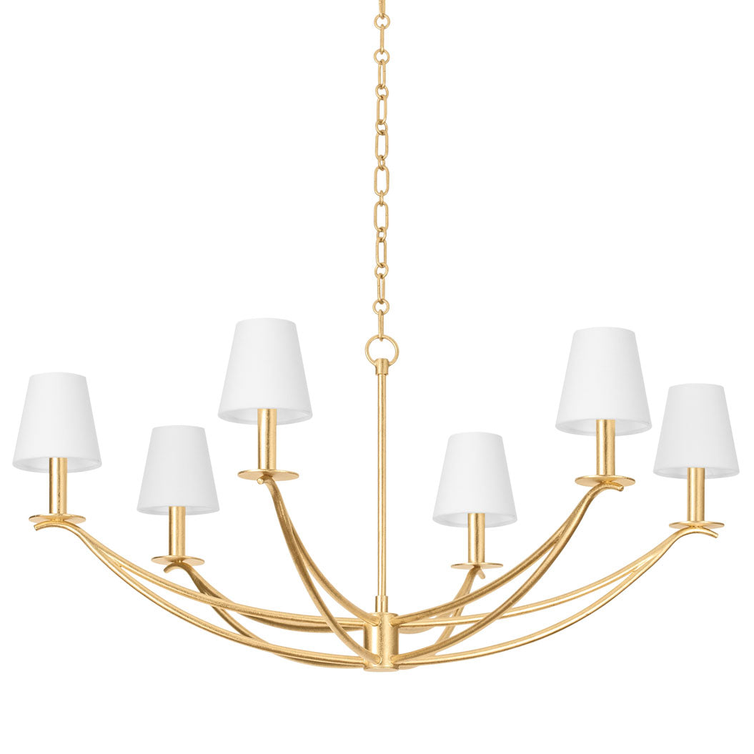 Bo Chandelier – Minimalist Heritage Arm Chandelier with Tapered Linen Shades