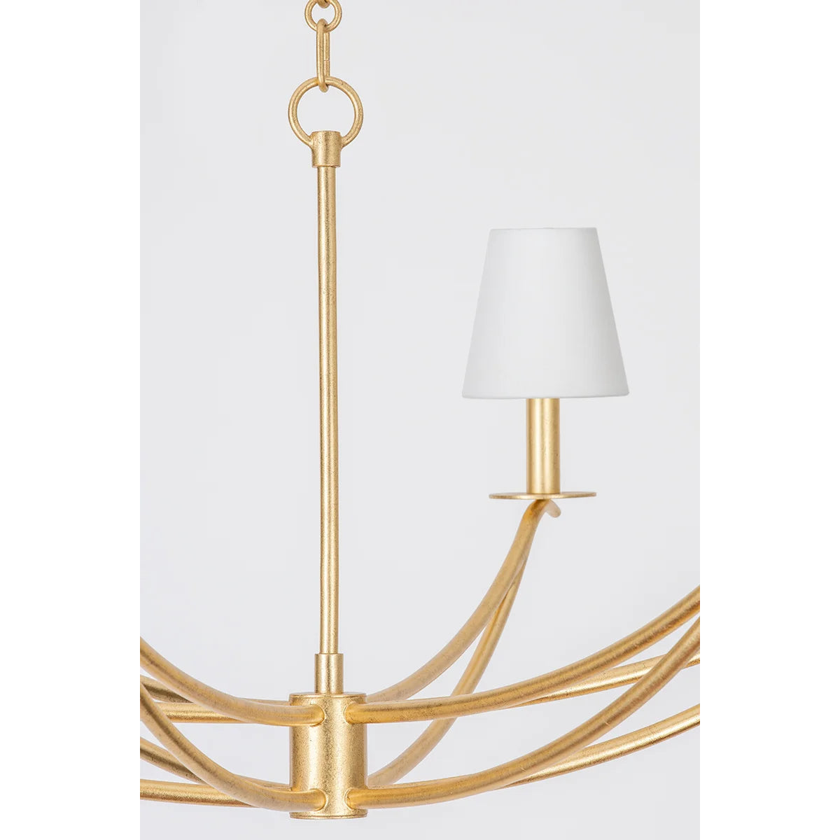Bo Chandelier – Minimalist Heritage Arm Chandelier with Tapered Linen Shades
