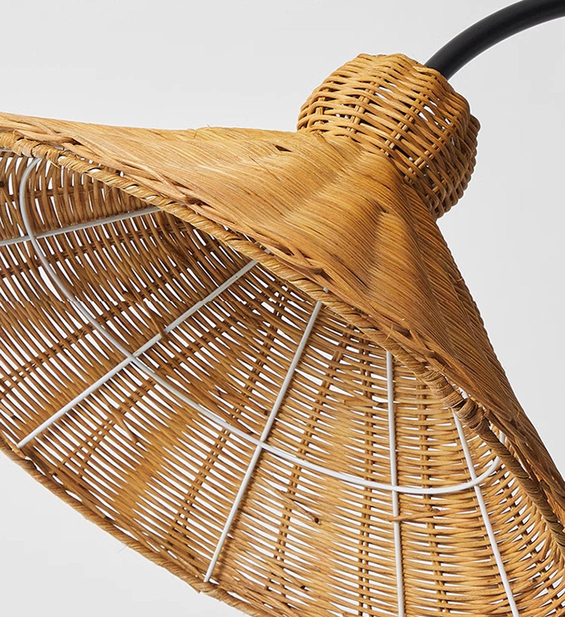 Boa Rattan Floor Lamp – Sleek Metal & Woven Natural Rattan Arched Floor Light