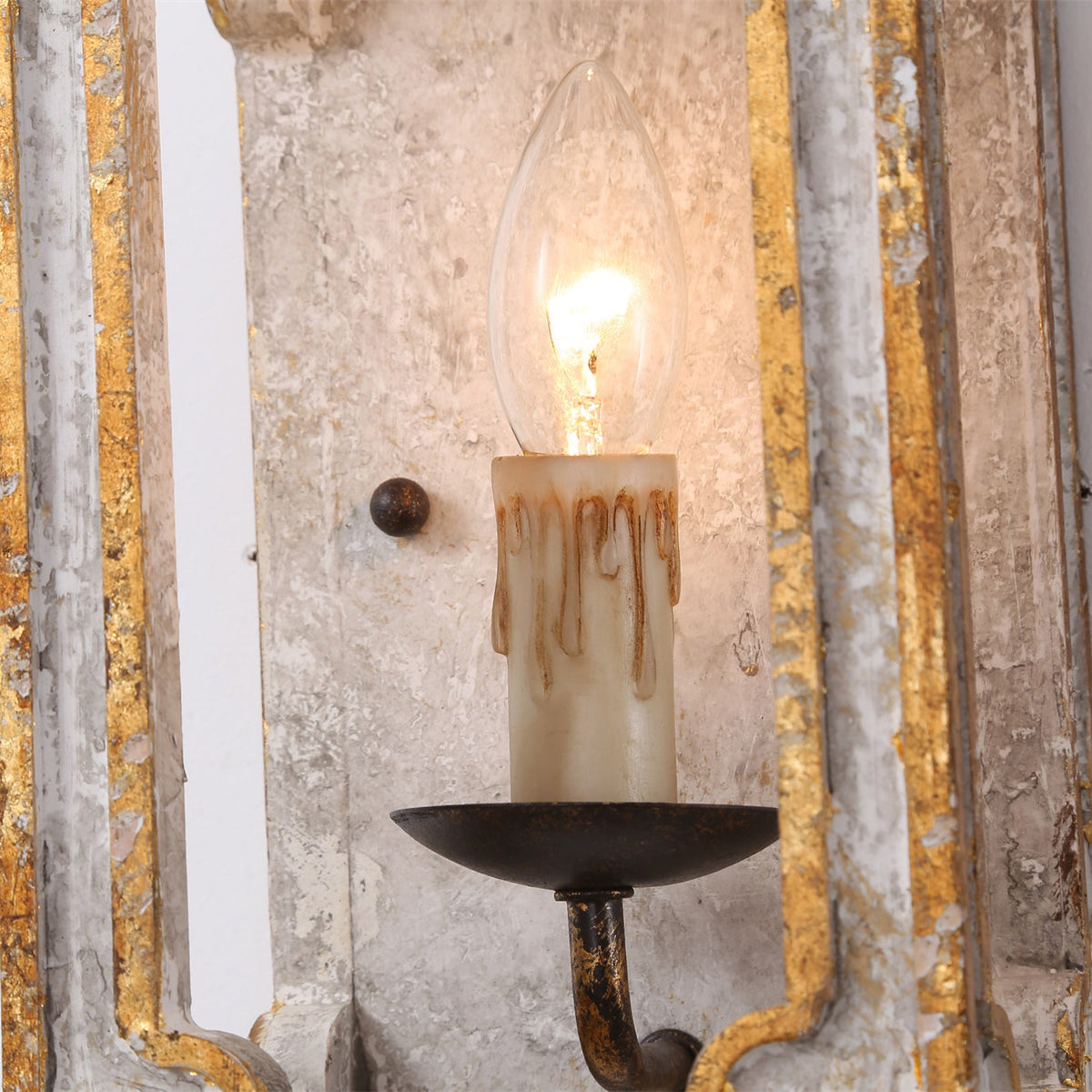Boho Rustic Cube Sconce – Weathered Wood & Metal Candelabra Wall Light