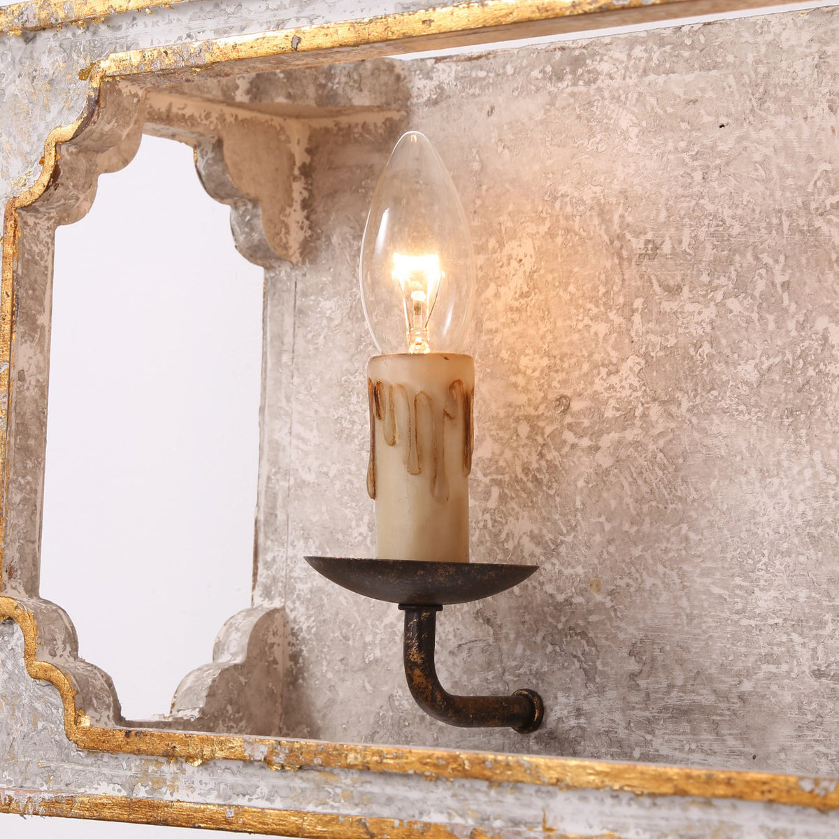 Boho Rustic Cube Sconce – Weathered Wood & Metal Candelabra Wall Light