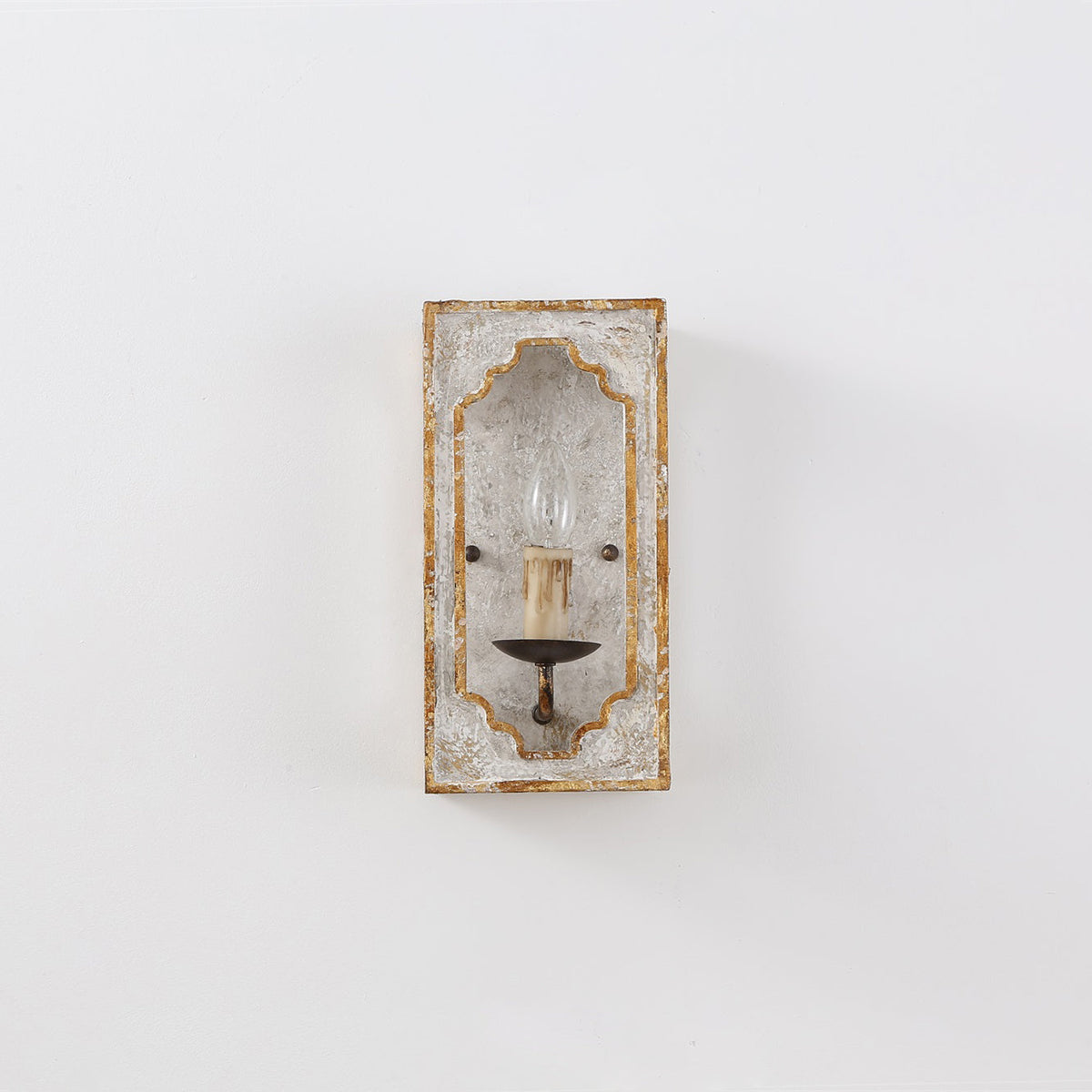Boho Rustic Cube Sconce – Weathered Wood & Metal Candelabra Wall Light