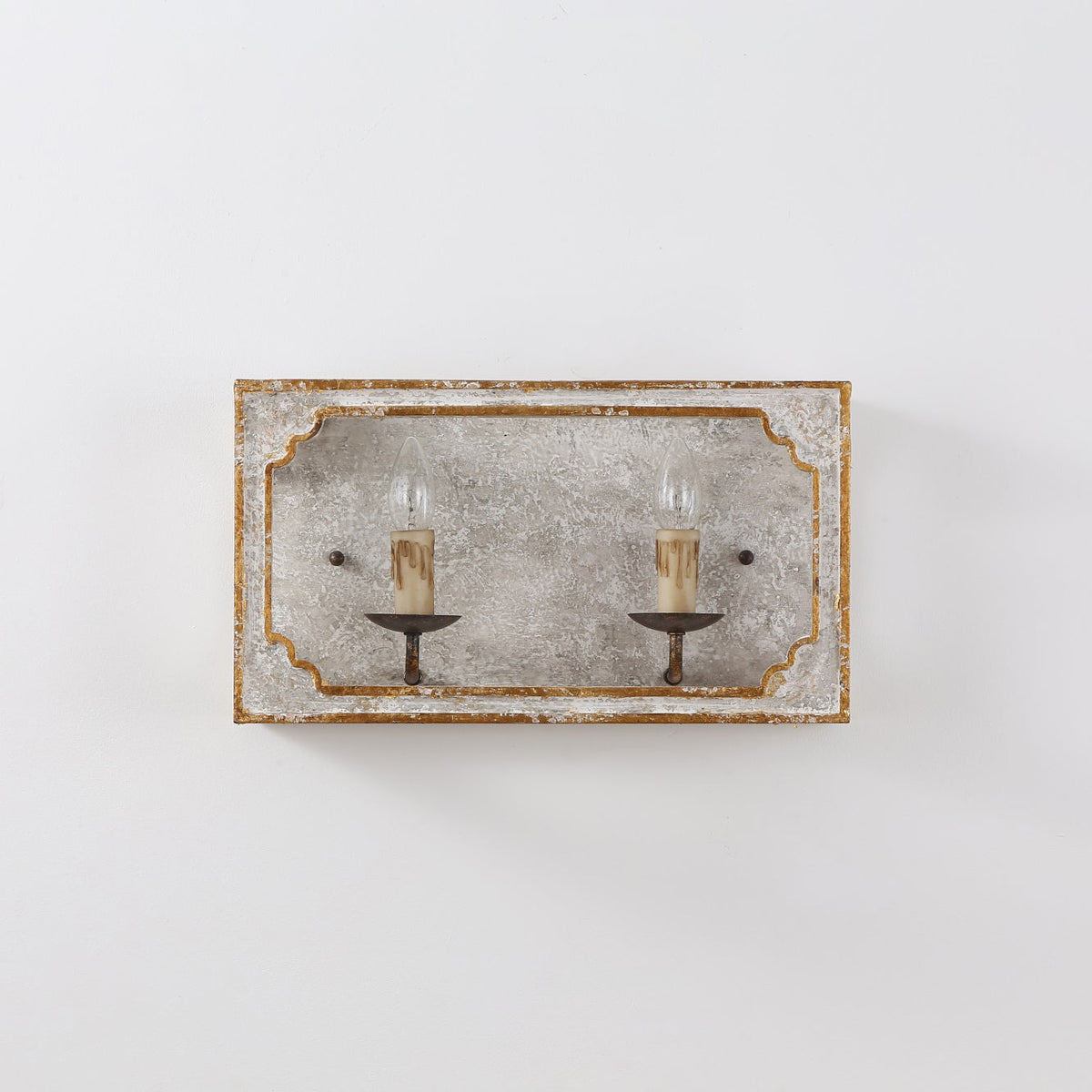 Boho Rustic Cube Sconce – Weathered Wood & Metal Candelabra Wall Light