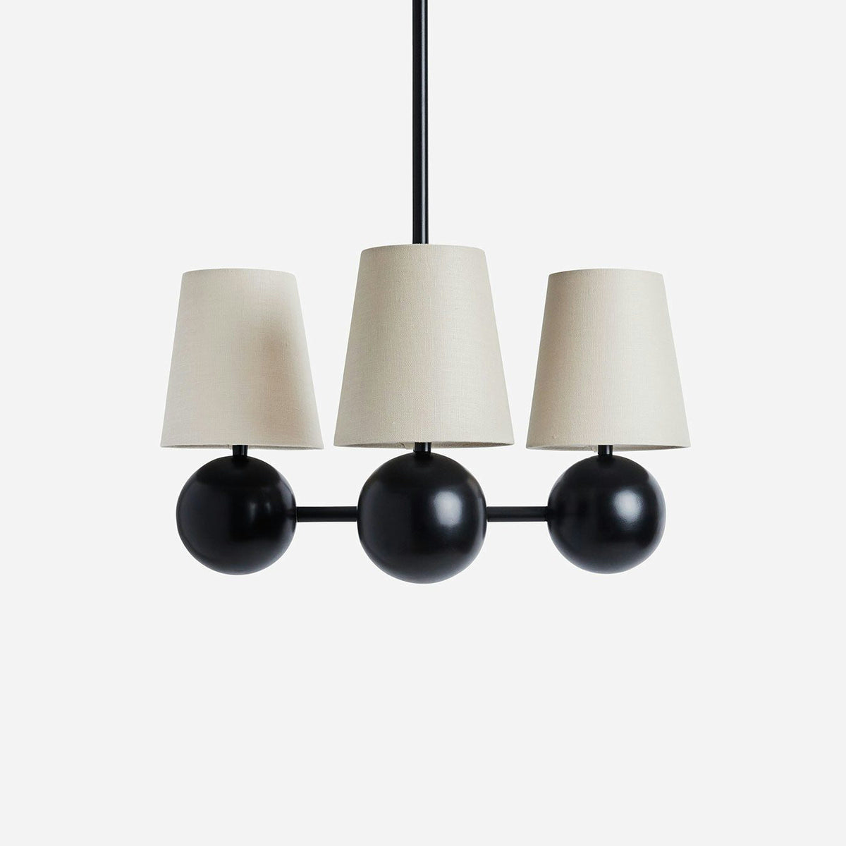 Bole Chandelier – 4-Head Brass & Hovering Fabric Sphere Chandelier