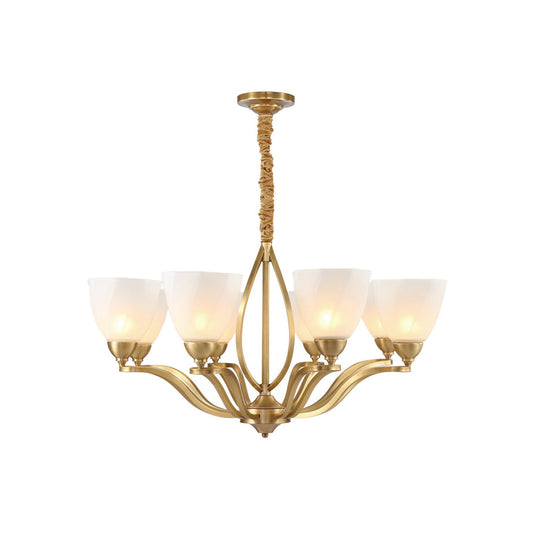 Bolla Chandelier – Polished Brass & Glass Globe Multi-Head Chandelier