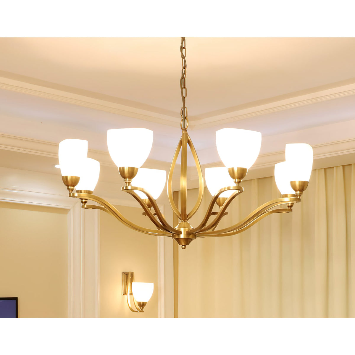 Bolla Chandelier – Polished Brass & Glass Globe Multi-Head Chandelier