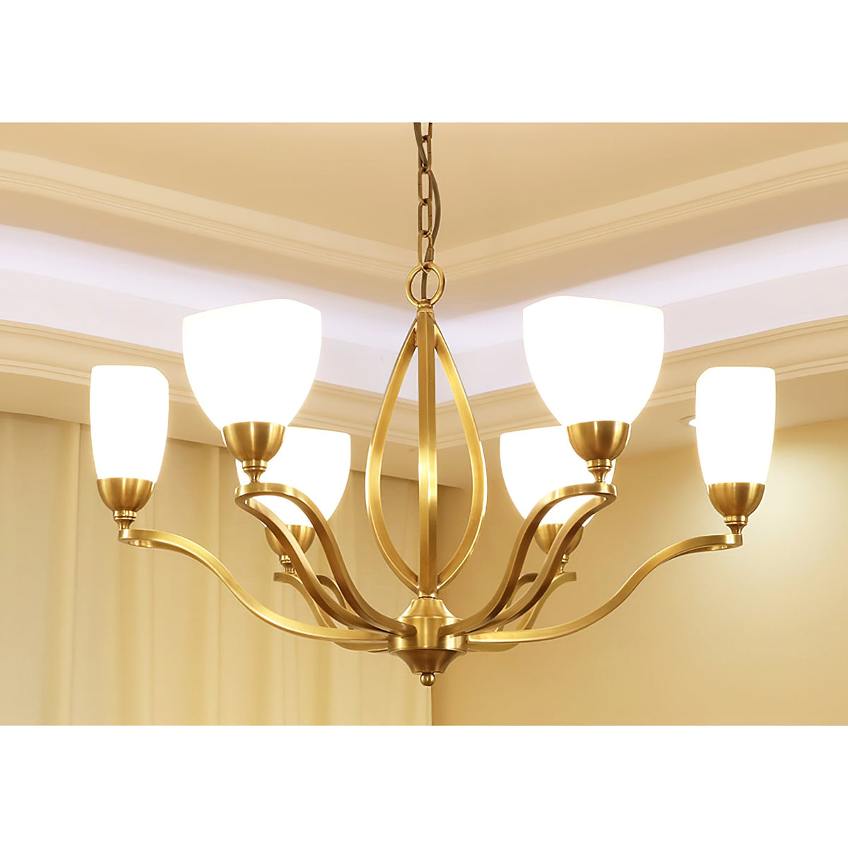 Bolla Chandelier – Polished Brass & Glass Globe Multi-Head Chandelier